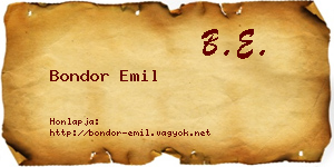Bondor Emil névjegykártya